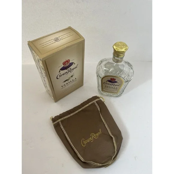 Crown Royal VANILLA Decanter Bag & Box EMPTY Soft Beige Bag + Bottle Box w Logos - Picture 2 of 12